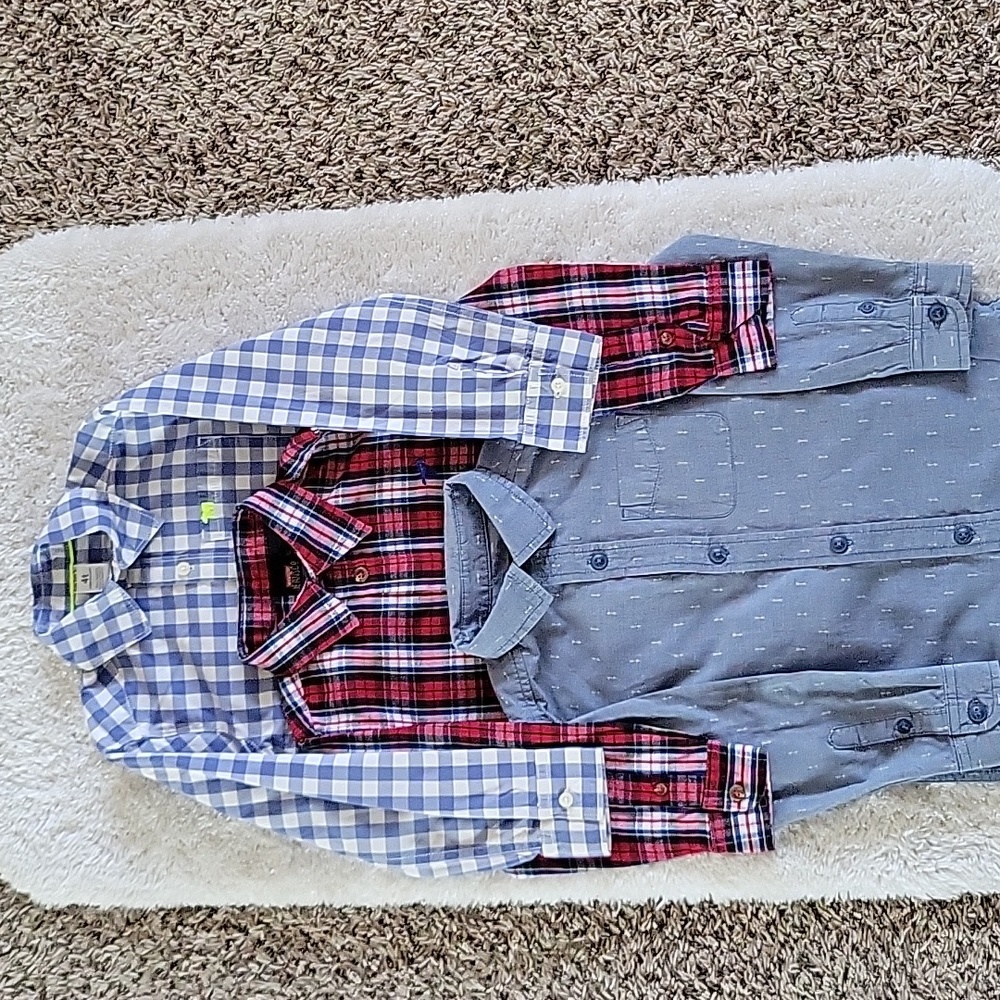 👔 4BD Bundle of 3 Long Sleeve Shirt. Wrangler, Carter's, TC PLACE. SIZE 4T.